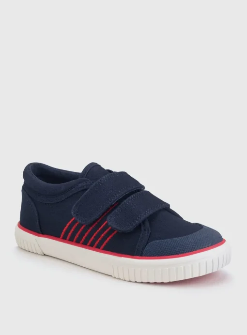 START-RITE Sandy Beach Navy Double Strap Canvas Shoes 8 Infant