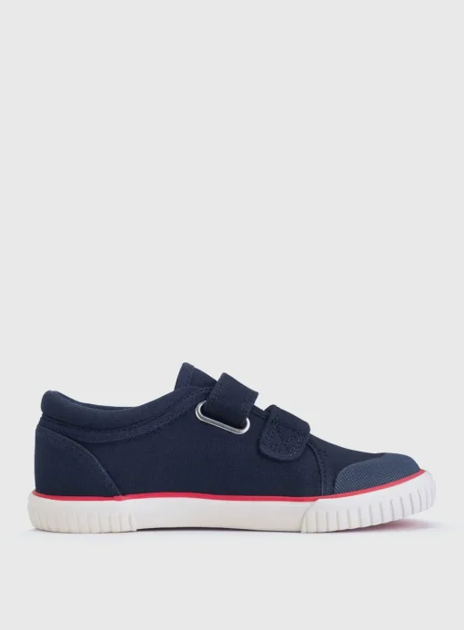 START-RITE Sandy Beach Navy Double Strap Canvas Shoes 8 Infant