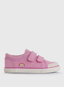 START-RITE Sandy Beach Pink Glitter Double Strap Canvas Shoes 2.5