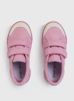 START-RITE Sandy Beach Pink Glitter Double Strap Canvas Shoes 2.5