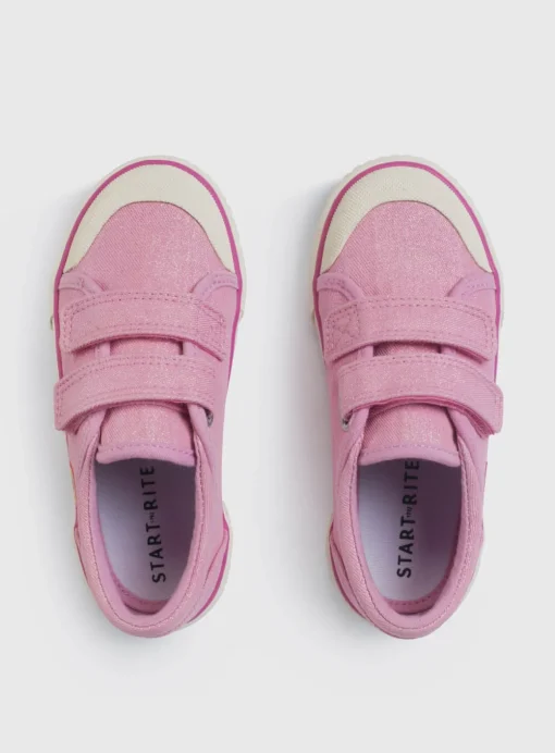 START-RITE Sandy Beach Pink Glitter Double Strap Canvas Shoes 2.5