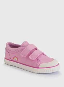 START-RITE Sandy Beach Pink Glitter Double Strap Canvas Shoes 2.5