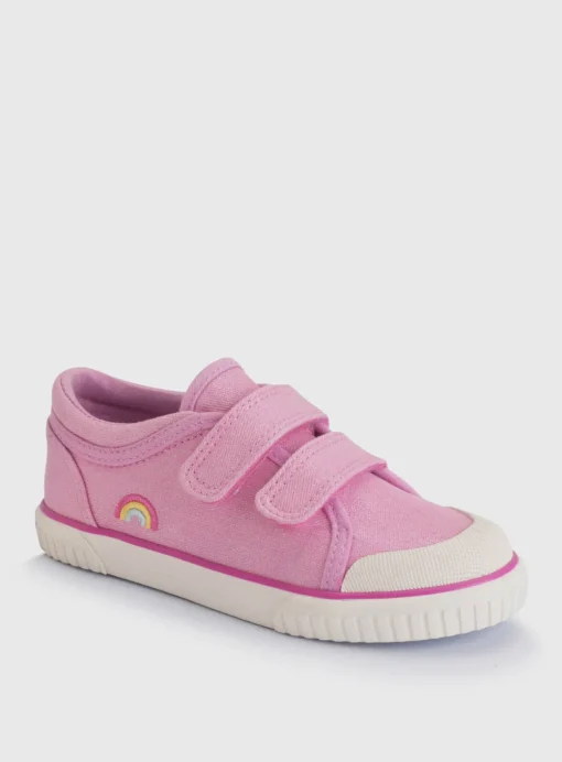 START-RITE Sandy Beach Pink Glitter Double Strap Canvas Shoes 2.5