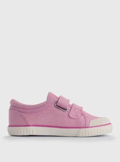 START-RITE Sandy Beach Pink Glitter Double Strap Canvas Shoes 2.5