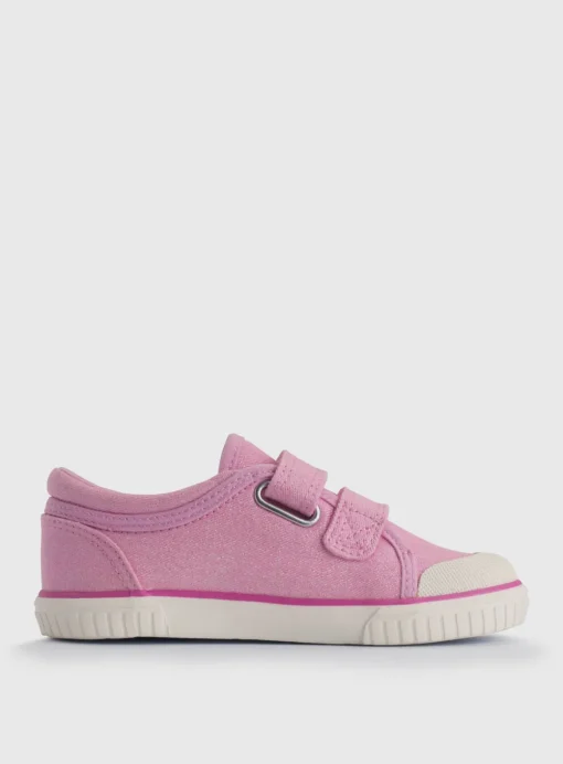START-RITE Sandy Beach Pink Glitter Double Strap Canvas Shoes 2.5