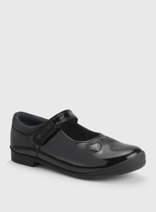START-RITE Stardust Black Patent Leather Mary Jane School Shoes 1.5