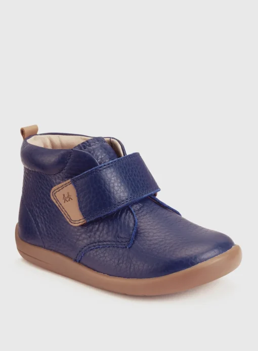 START-RITE Totter French Navy Leather Rip Tape Boots 4.5 Infant