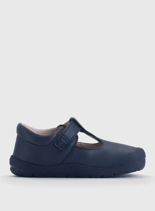 START-RITE Travel Navy Soft Leather T Bar First Steps Shoes 4.5 Infant