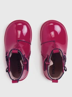 START-RITE Wonderland Cherry Red Patent Leather Zip Up First Chelsea Boots 4.5 Infant
