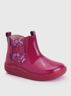 START-RITE Wonderland Cherry Red Patent Leather Zip Up First Chelsea Boots 4.5 Infant
