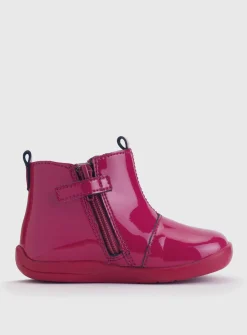 START-RITE Wonderland Cherry Red Patent Leather Zip Up First Chelsea Boots 4.5 Infant