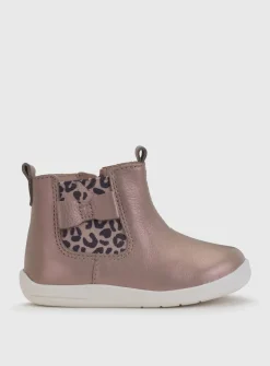 START-RITE Wonderland Taupe Pearlised Leather Zip Up First Chelsea Boots 5 Infant