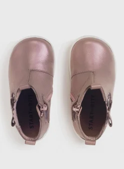 START-RITE Wonderland Taupe Pearlised Leather Zip Up First Chelsea Boots 5 Infant