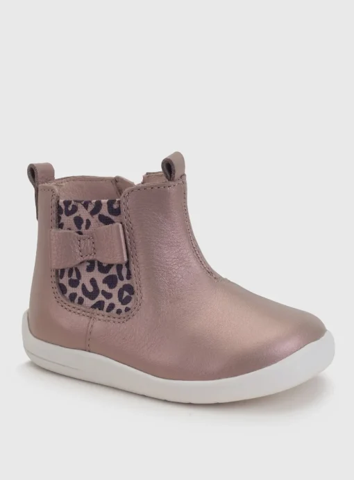 START-RITE Wonderland Taupe Pearlised Leather Zip Up First Chelsea Boots 5 Infant