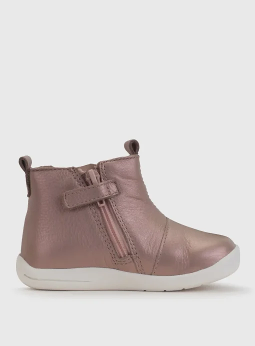 START-RITE Wonderland Taupe Pearlised Leather Zip Up First Chelsea Boots 5 Infant