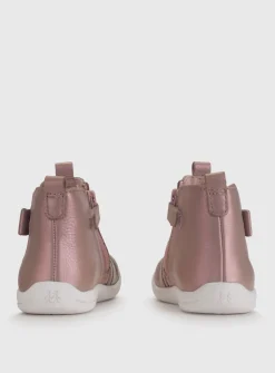 START-RITE Wonderland Taupe Pearlised Leather Zip Up First Chelsea Boots 5 Infant