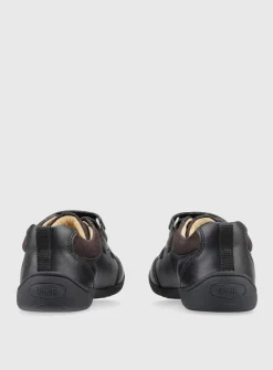 START-RITE Zig Zag Leather Rip Tape Black Leather School Shoes 8.5 Infant