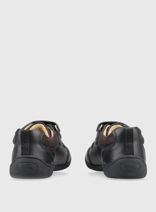 START-RITE Zig Zag Leather Rip Tape Black Leather School Shoes 8.5 Infant