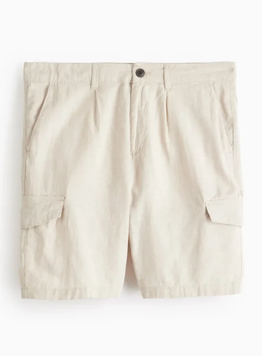 Stone Cargo Linen Shorts 42