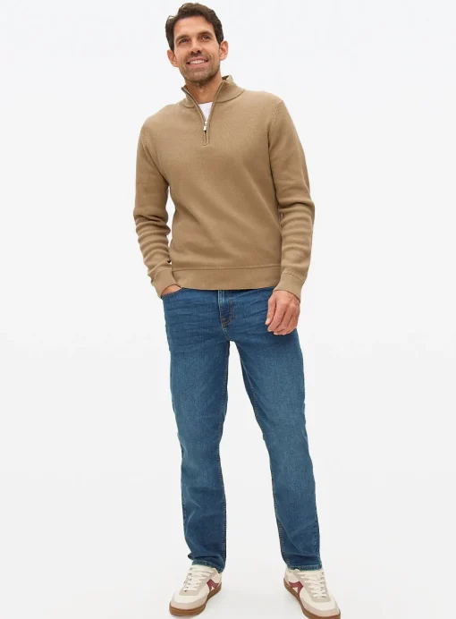 Stone Half Zip Ribbed Jumper M