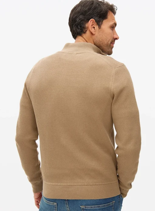 Stone Half Zip Ribbed Jumper M