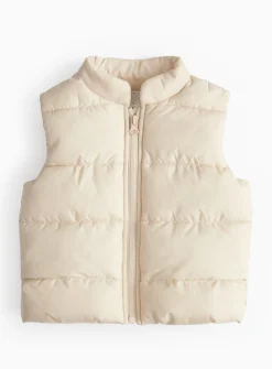 Stone Quilted Gilet 12-18 months