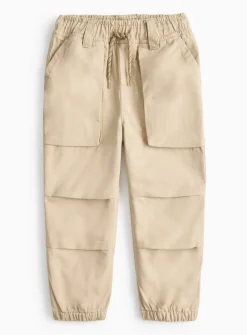 Stone Woven Cargo Trousers 1-2 years