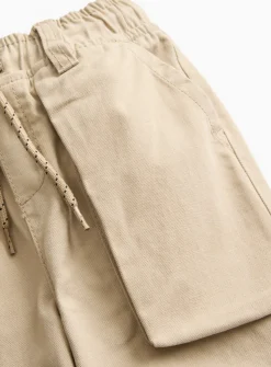 Stone Woven Cargo Trousers 1-2 years