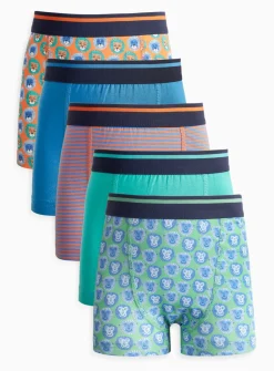Stripe & Animal Print Trunks 5 Pack 4-5 years