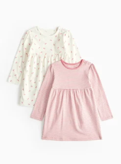 Stripe & Cherry Print Jersey Dress 2 Pack 12-18 months