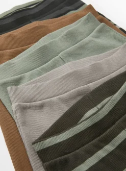Stripe & Plain Green Leggings 5 Pack 1-1.5 years