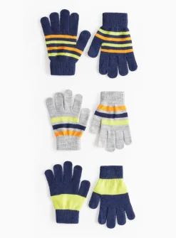 Stripe Magic Touchscreen Gloves 3 Pack One Size