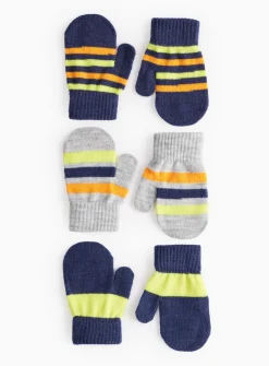 Stripe Magic Touchscreen Mittens 3 Pack One Size