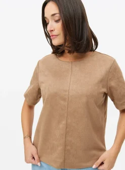 Suede Look Boxy Tee XS