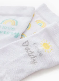 Sunshine & Love Slogan Socks 5 Pack 12-24 months