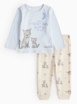 Tabby McTat Print Blue Pyjama Set Up to 3 mths