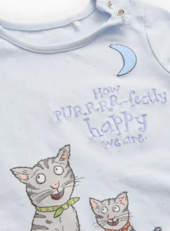 Tabby McTat Print Blue Pyjama Set Up to 3 mths