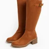 Tan Brown Faux Suede Heeled Knee High Boots 8