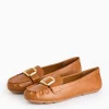 Tan Buckle Faux Leather Driving Loafers 6
