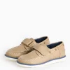 Tan Faux Leather Boat Shoes 4 Infant