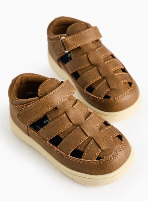 Tan Faux Leather Fisherman Sandals 8 Infant