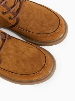 Tan Faux Suede Seam Detail Lace Up Boots 8 Infant