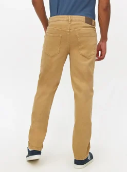 Tan Garment Dye Straight Leg Denim Jeans 38R