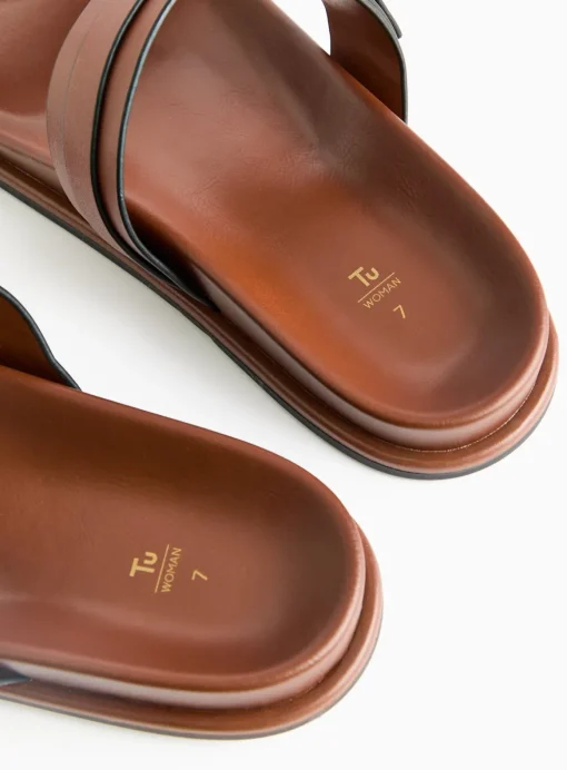 Tan Leather Twin Buckle Sandals 3
