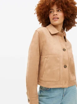 Tan Suede Look Boxy Jacket 18