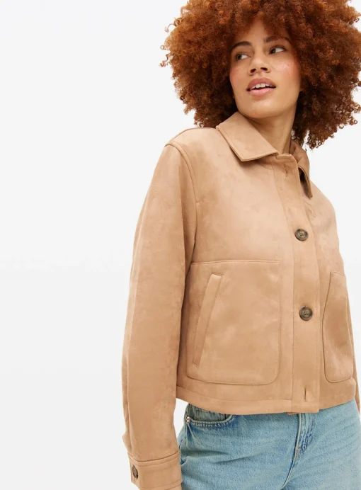 Tan Suede Look Boxy Jacket 18