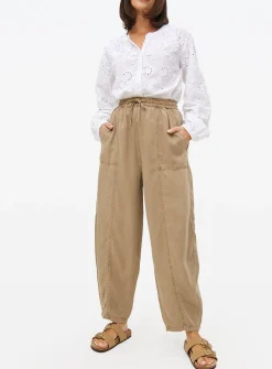 Taupe Utility Barrel Leg Trousers 18