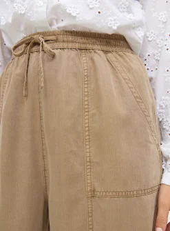 Taupe Utility Barrel Leg Trousers 18