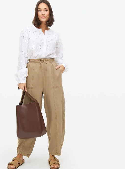 Taupe Utility Barrel Leg Trousers 18