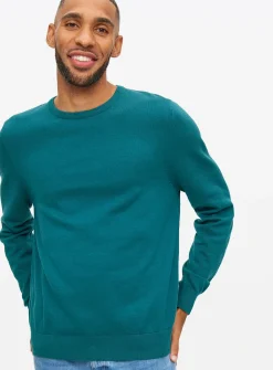 Teal Crew Neck Knitted Jumper L